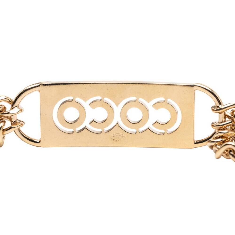 Chanel Coco Mark COCO Logo Chain Belt 02P Gold Plated Rhinestone Women's CHANEL - Picture 2 of 5
